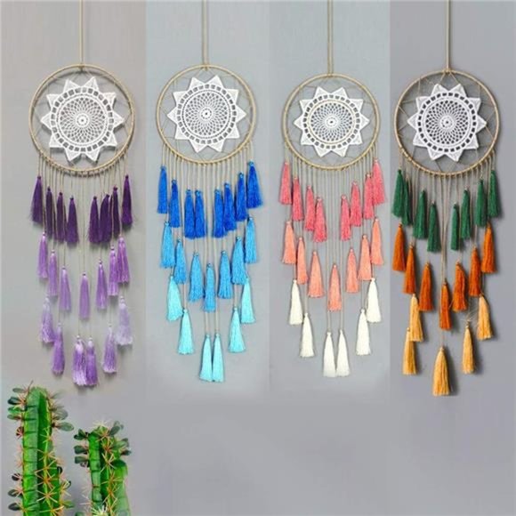 Macrame Dream Catchers for Bedroom - Tassel Wall Hanging Handmade Dreamcatchers - Picture 4 of 6